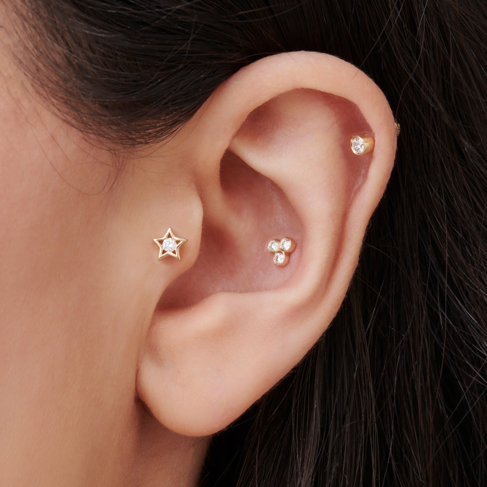 Dainty Diamond Trio Helix Piercing