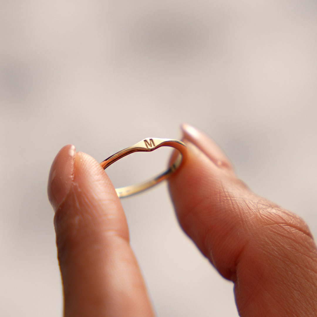 Diamond Shape Initial Ring