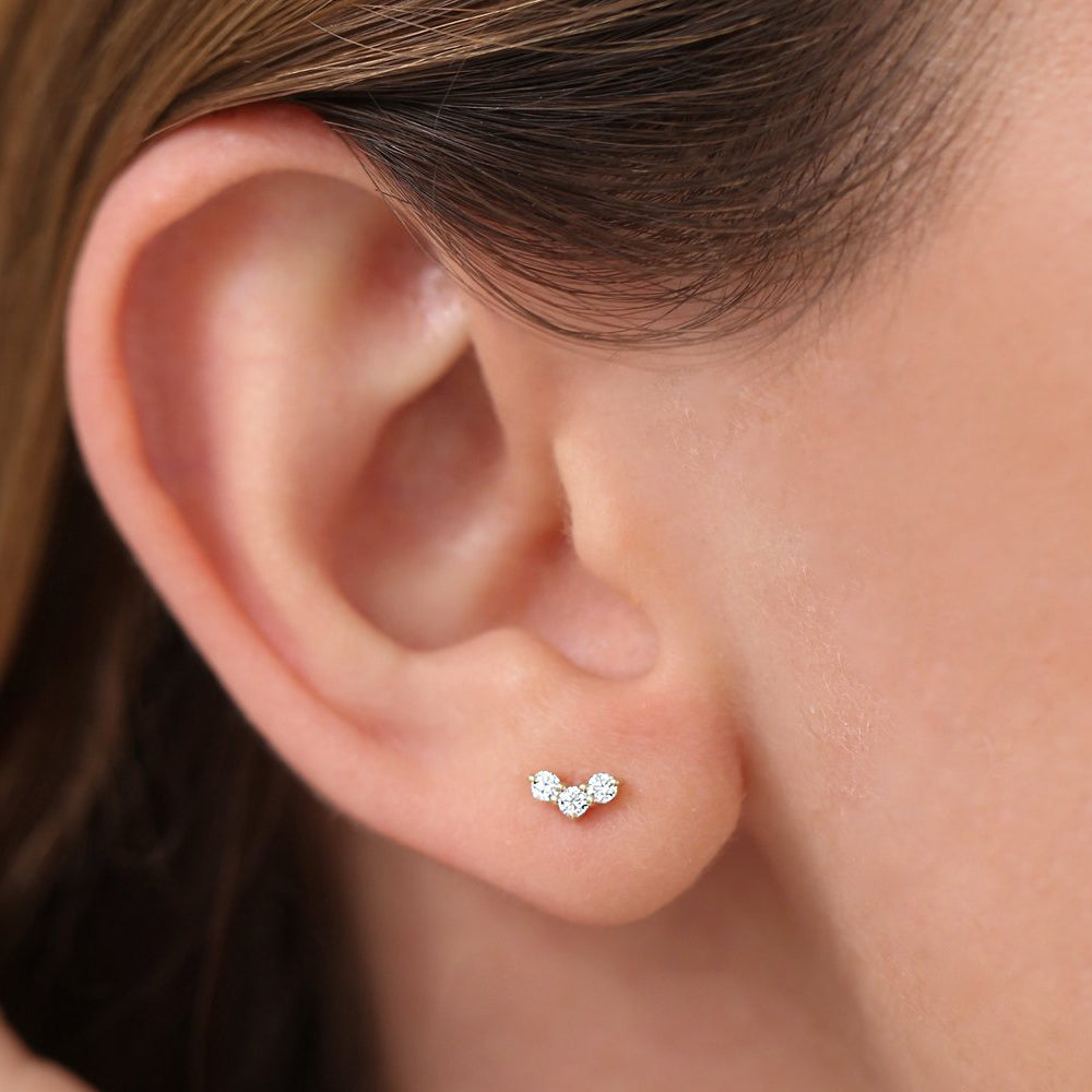 Mini Trio Diamond Stud Earrings
