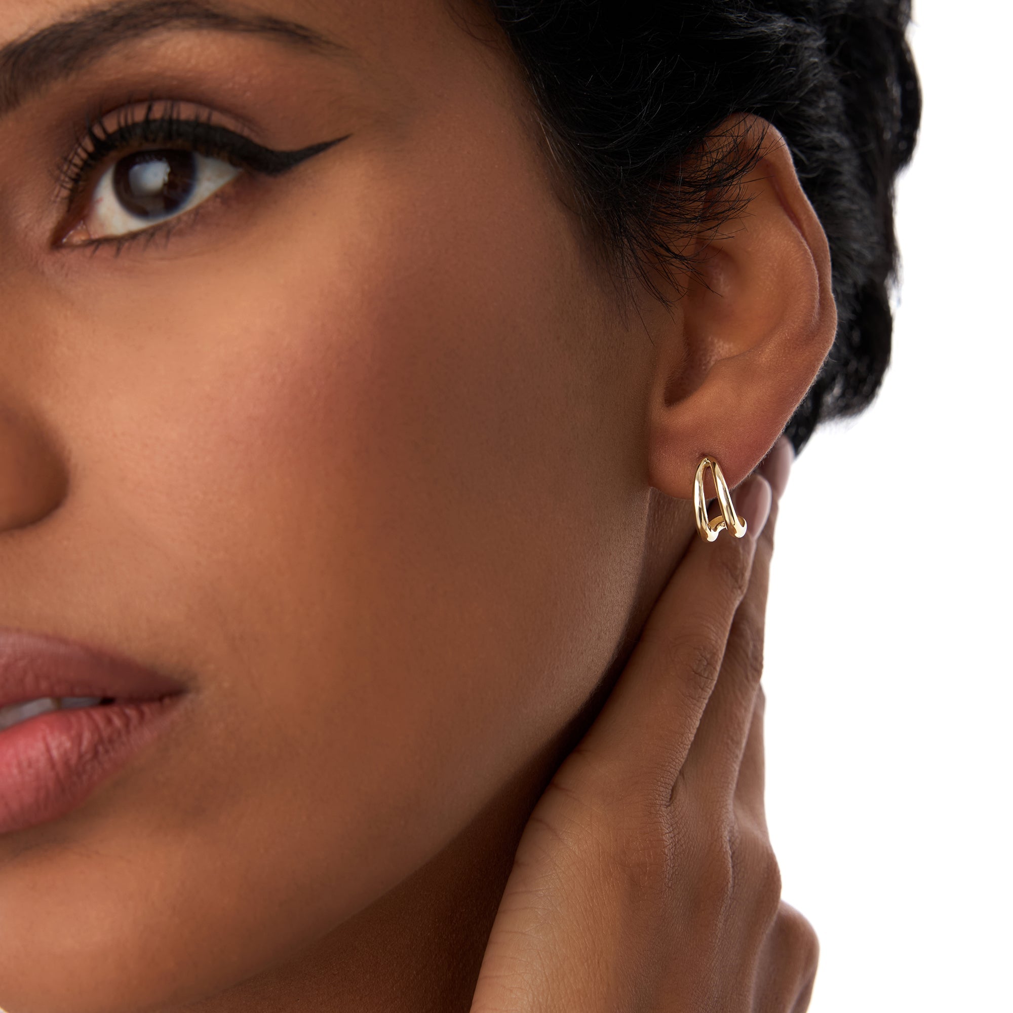 Double Curved J Hoop Earrings