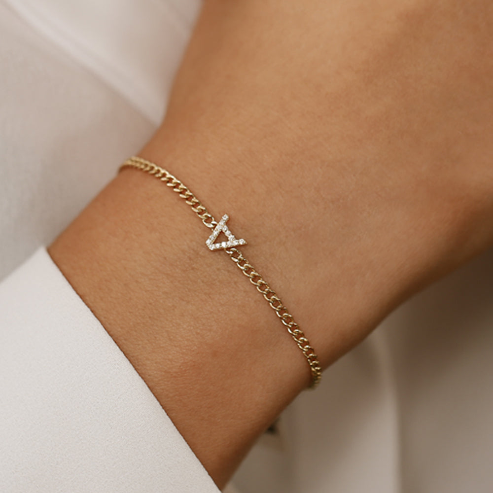 Diamond Initial Curb Bracelet