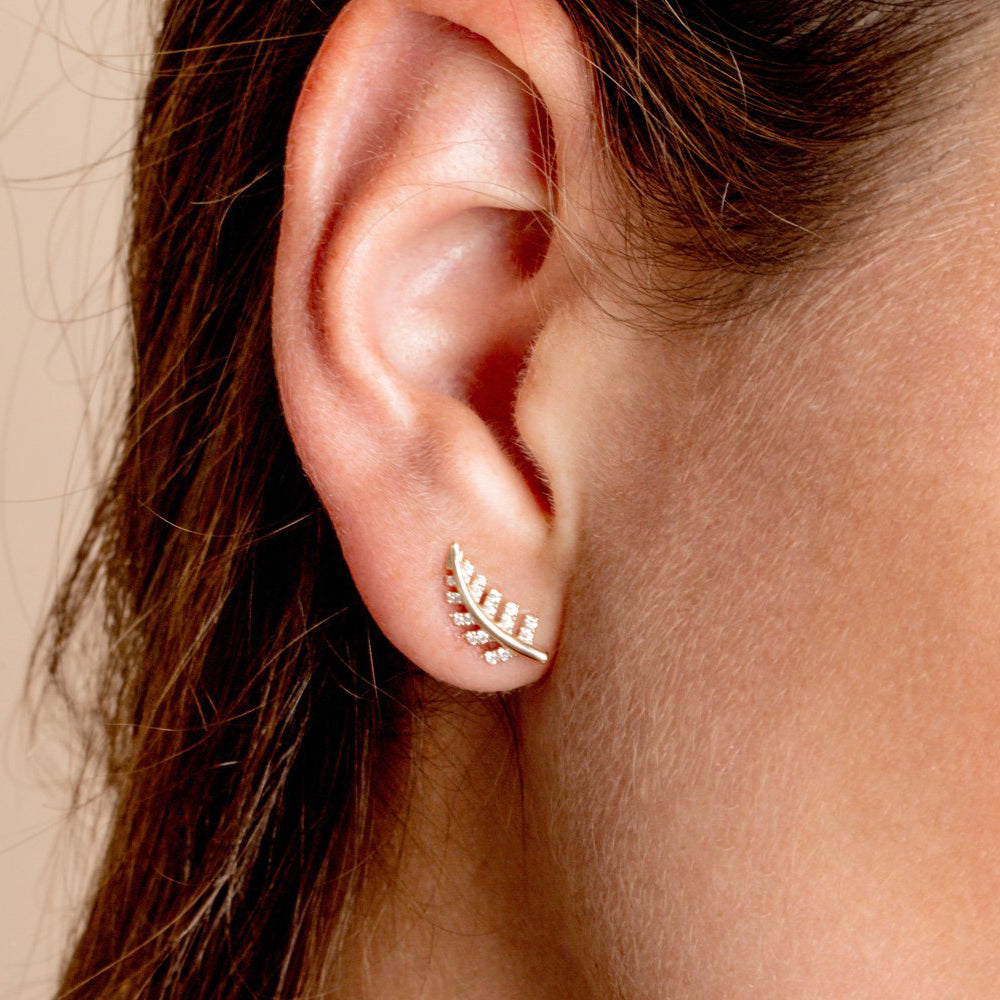 Diamond Leaf Earrings