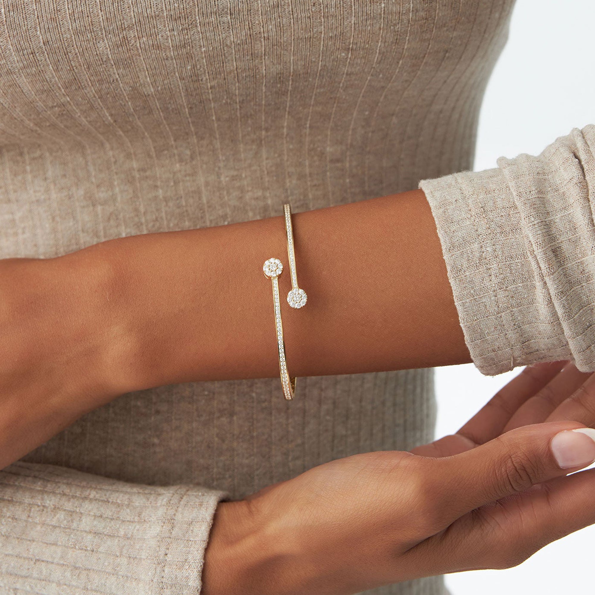 Cross Over Diamond Bangle Bracelet