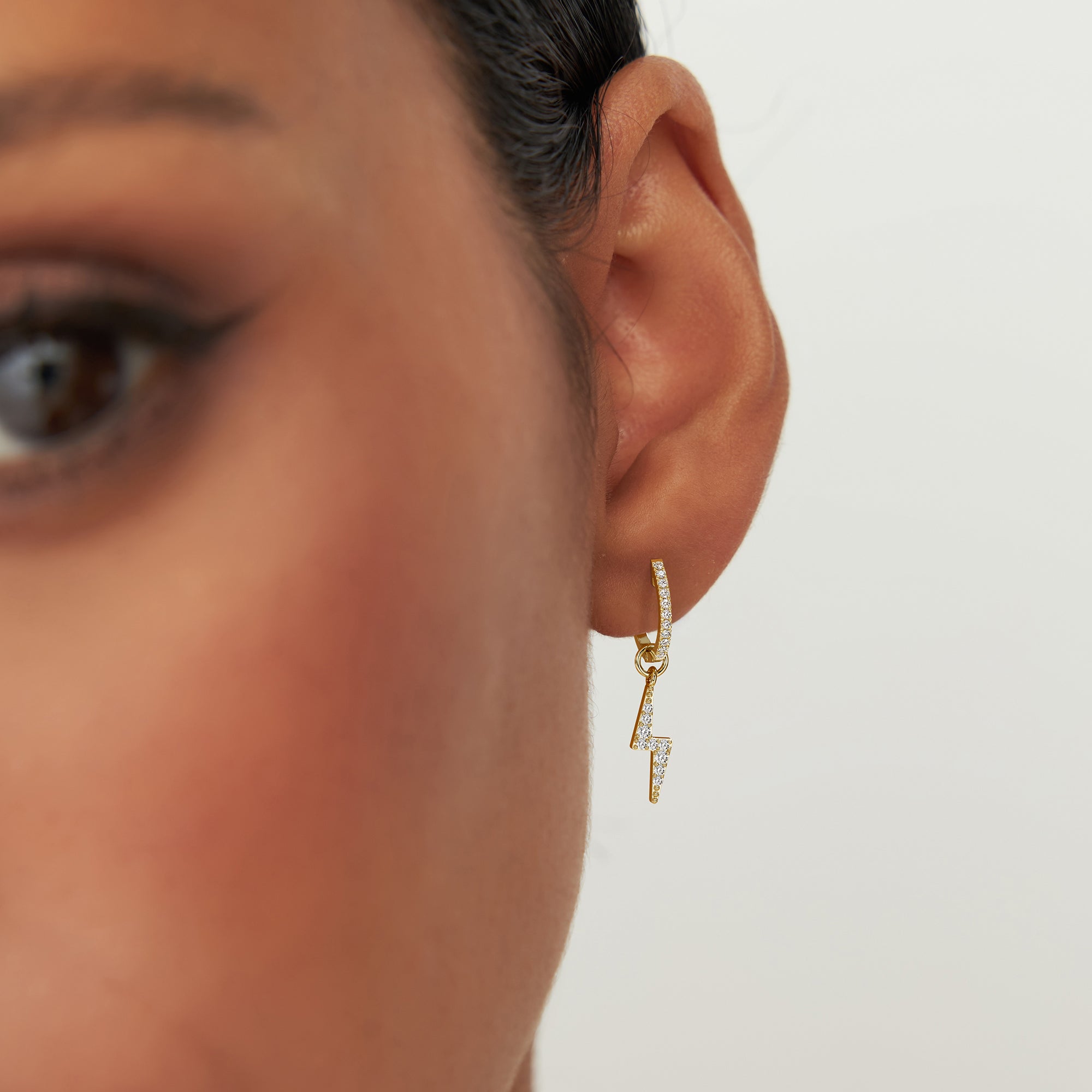 Diamond Lightning Hoop Charm
