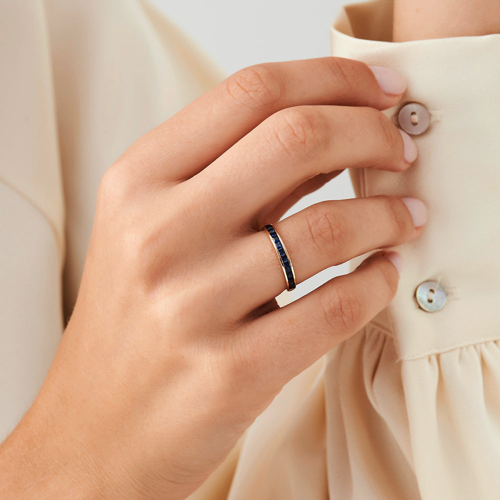 Full Eternity Princess Cut Sapphire Ring