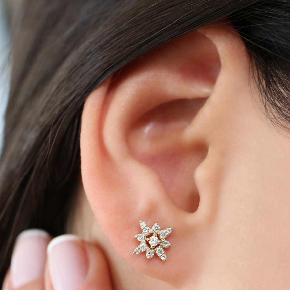 Compass Star Diamond Earrings