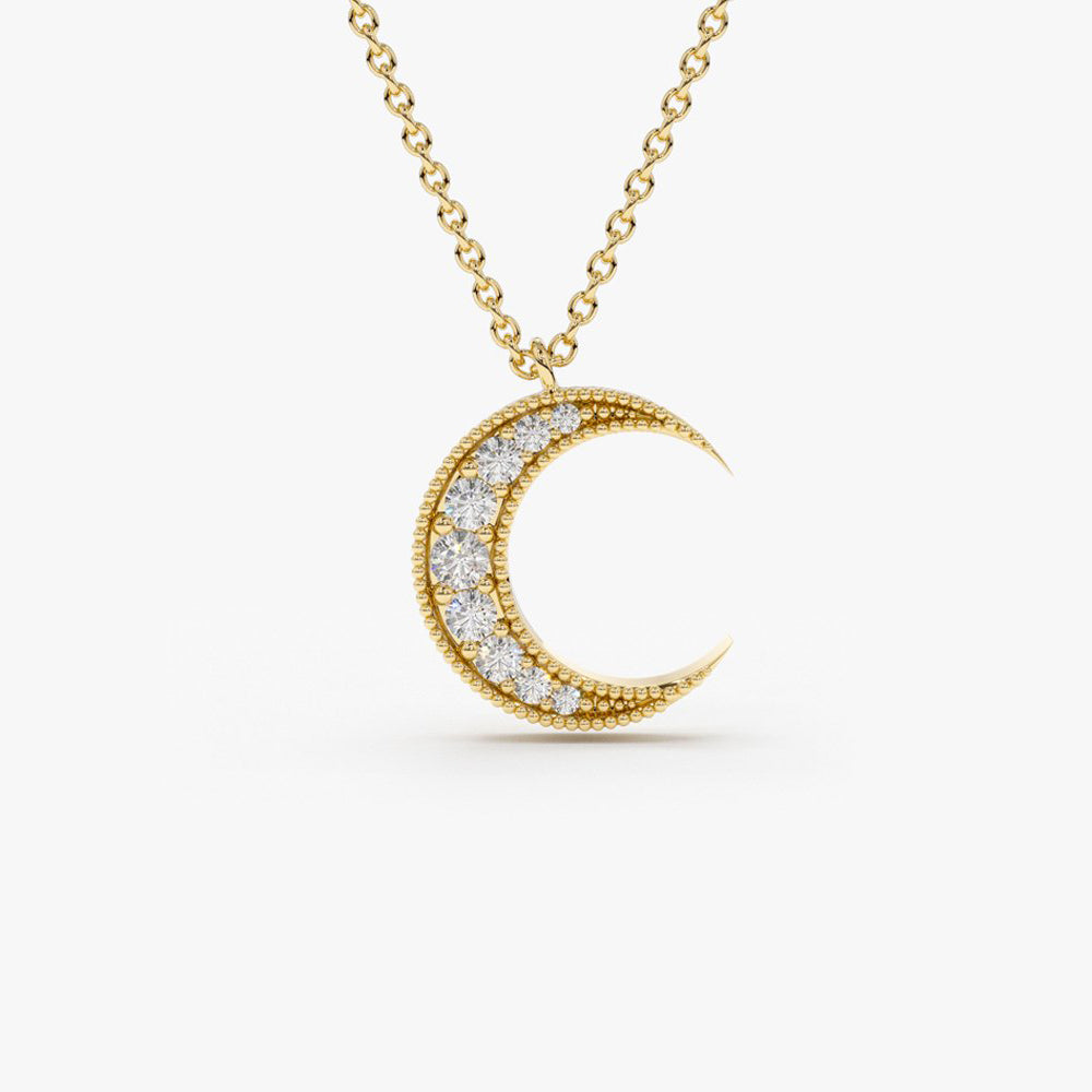 Mini Crescent Moon Diamond Necklace