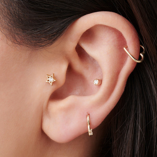 Bezel Setting Diamond Stud Piercing