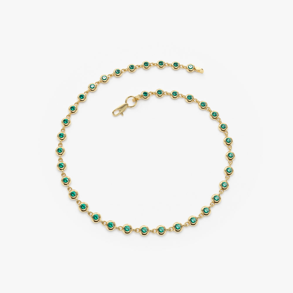 Bezel Set Emerald Tennis Bracelet