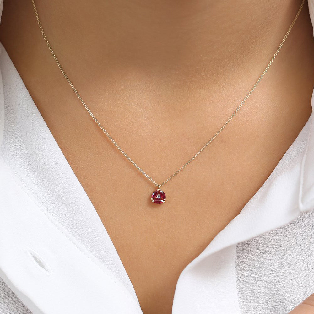 Marquise Ruby Cluster Necklace