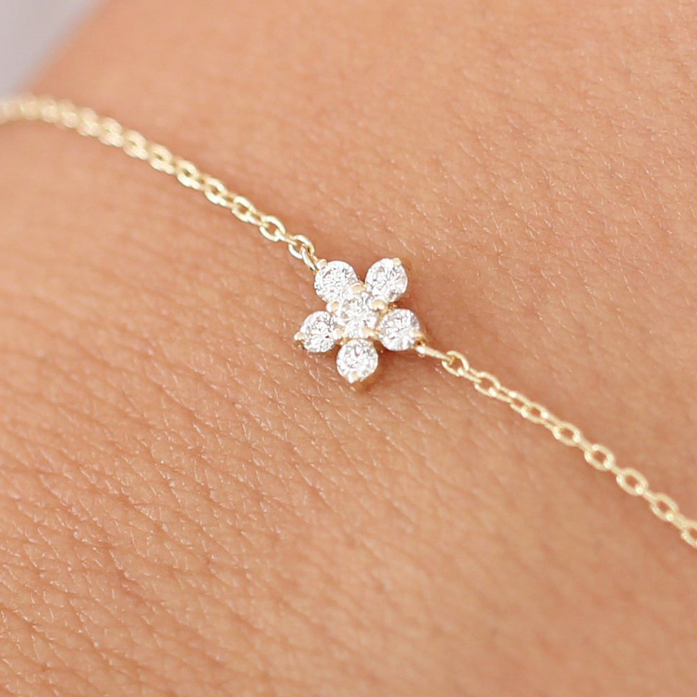 Diamond Flower Charm Bracelet