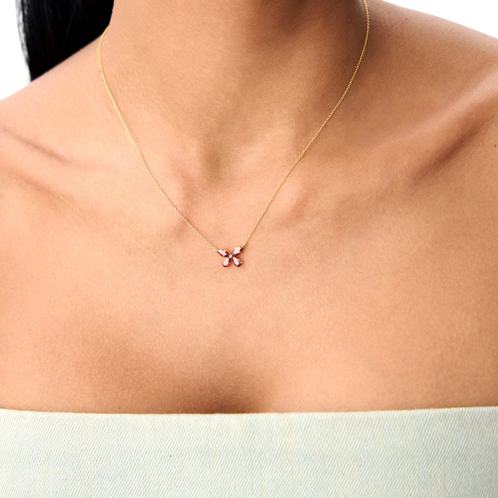 Garnet Butterfly Necklace