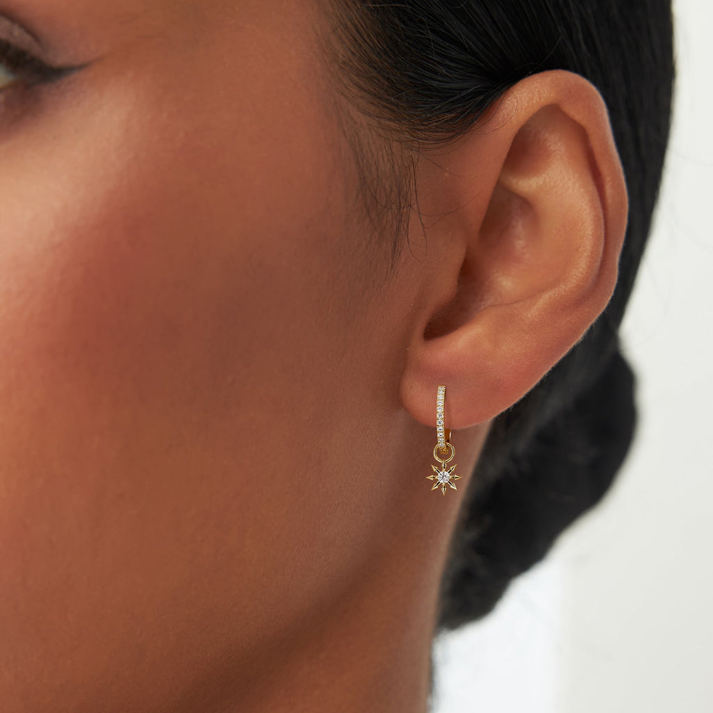 Diamond Spiked Star Hoop Charm