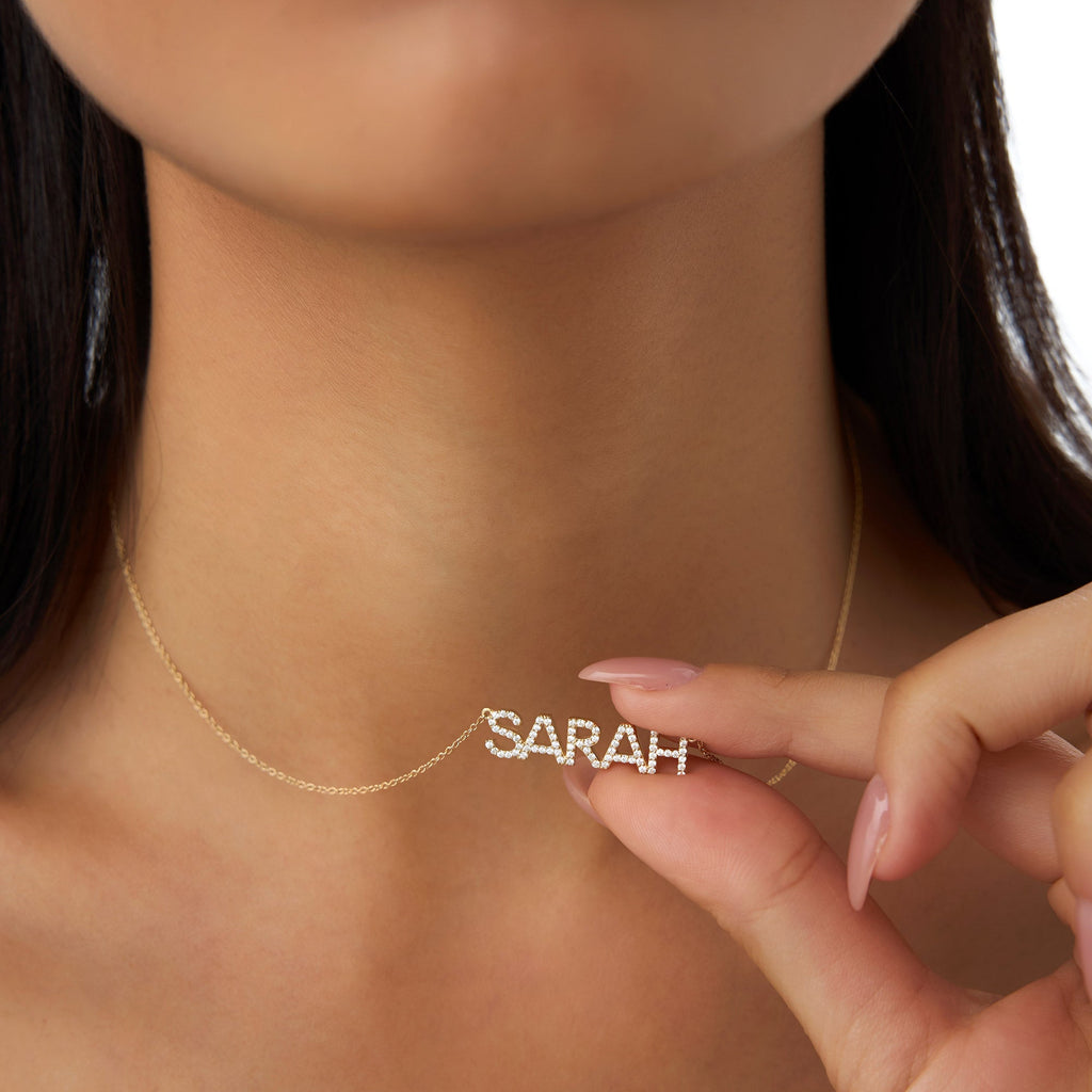Dainty Layering Diamond Name Necklace