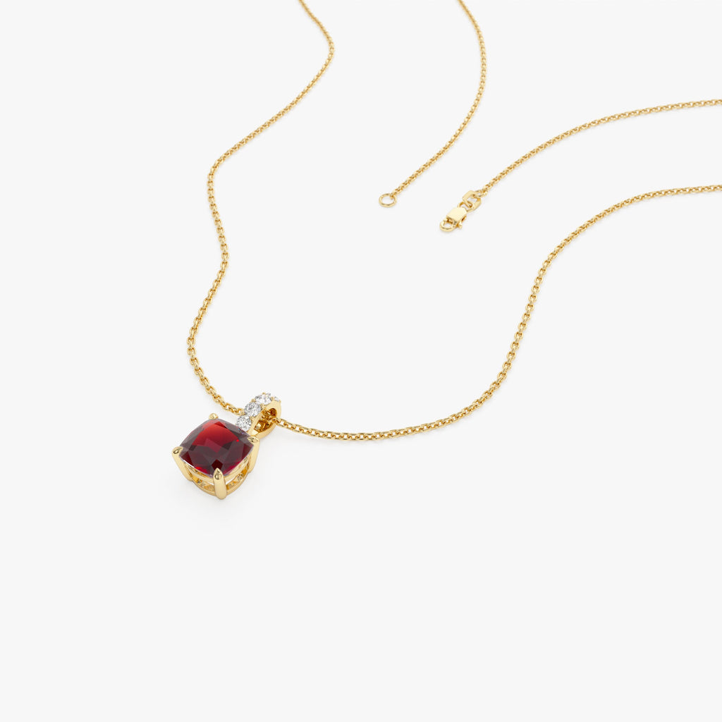 Cushion Cut Garnet with Diamond Bail