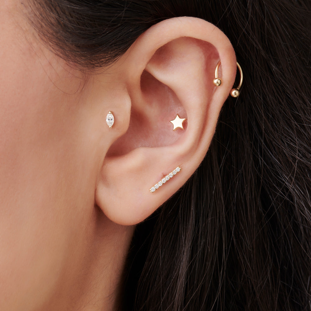 Diamond Bar Helix Piercing