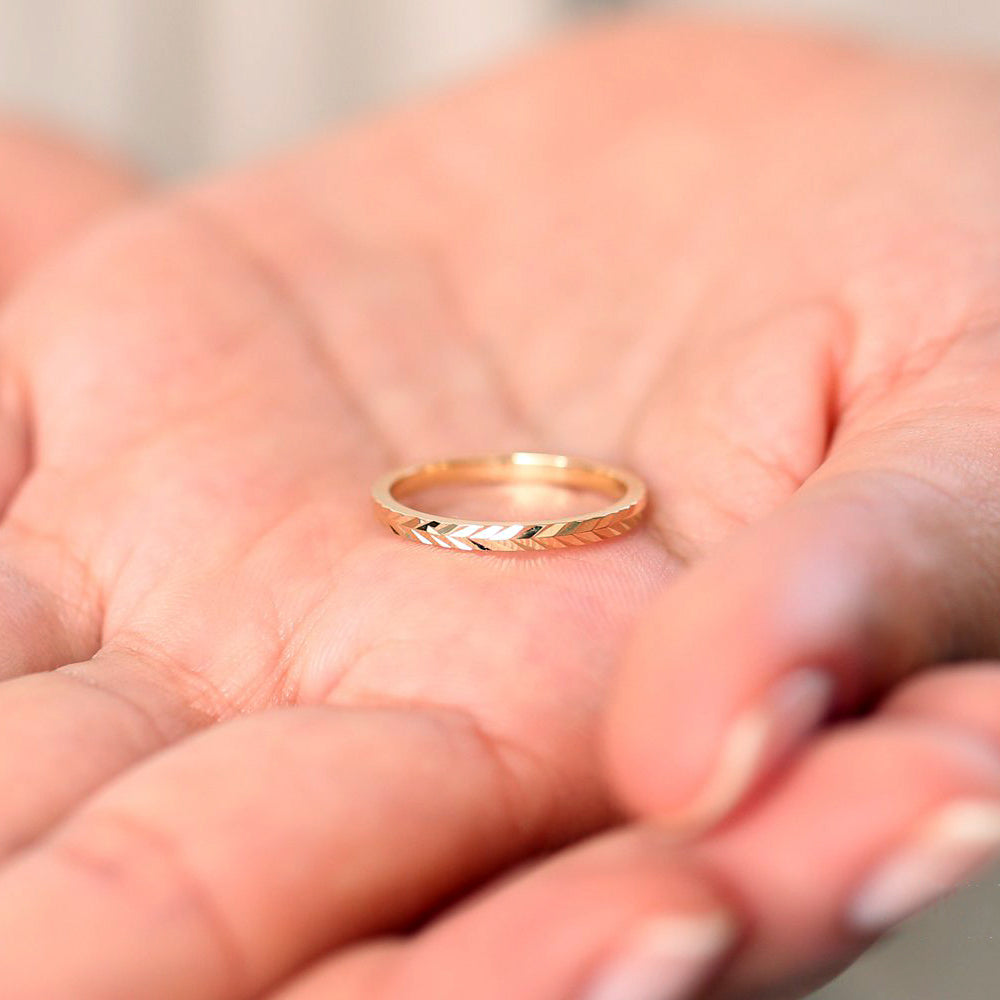 Chevron Herringbone Eternity Cut Ring