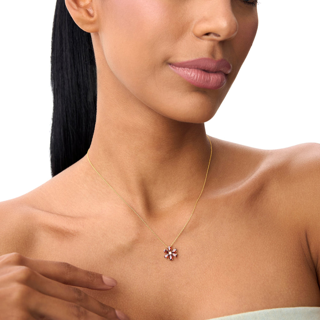 Garnet Flower Necklace