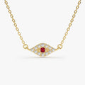 Diamond and Ruby Evil Eye Necklace