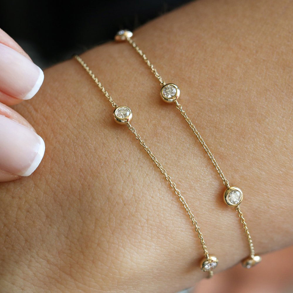 5 Stone Diamond Solitaire Bracelet
