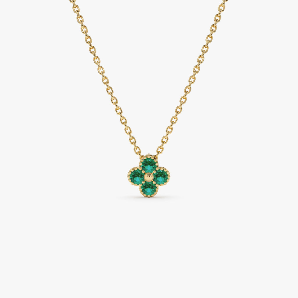 Emerald Clover Beaded Necklace