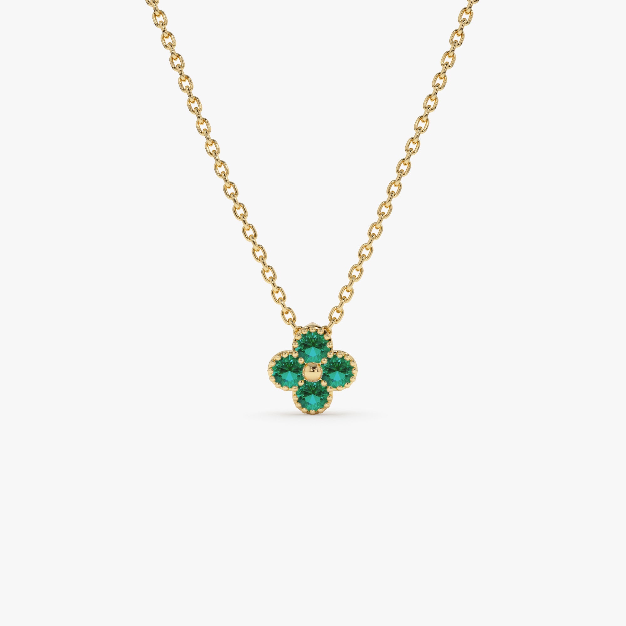 Emerald Clover Beaded Necklace