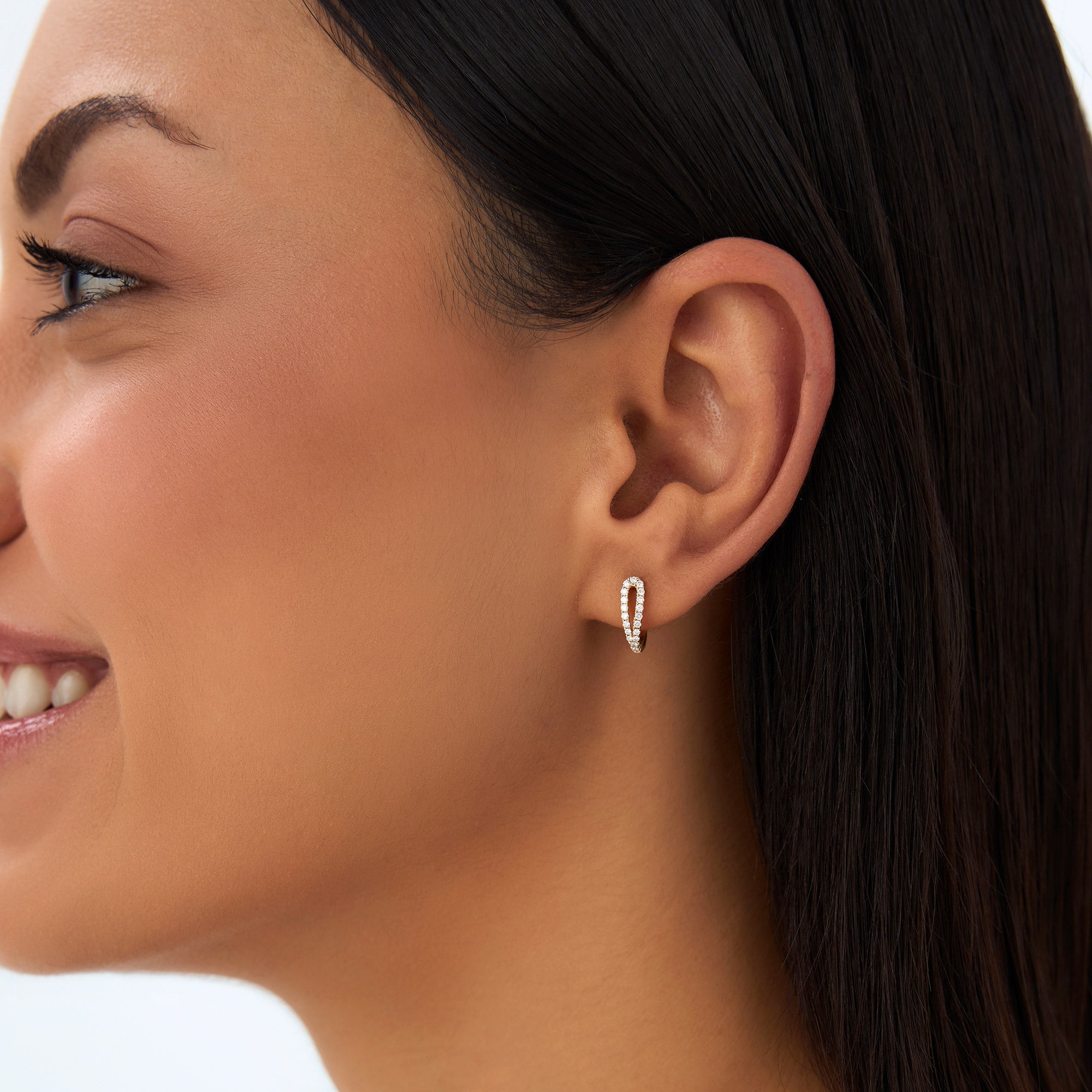 Double Mini Diamond Hoop Earrings