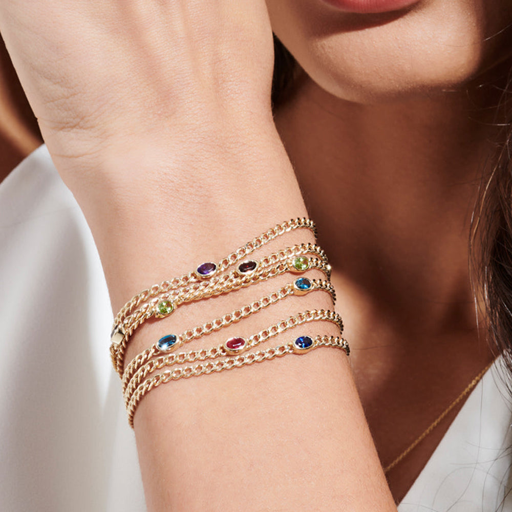 Cuban Link Bracelet w/ Bezel Setting Peridot