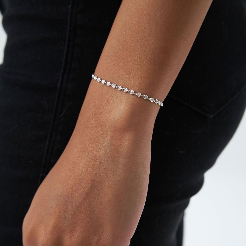 Bezel Setting Diamond Tennis Bracelet