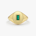 Baguette Emerald Signet Ring