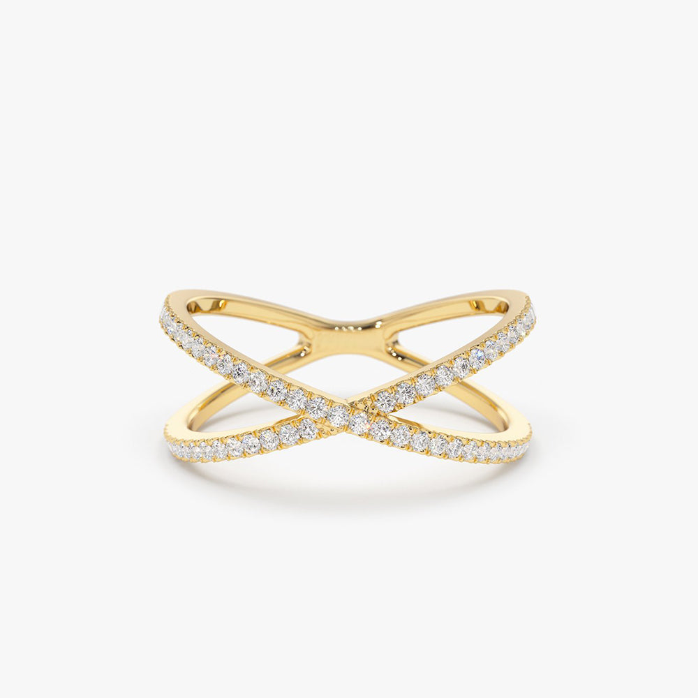 Diamond Criss Cross Pave Ring