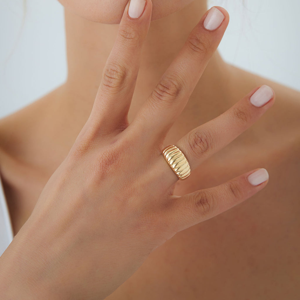 Chunky Ribbed Statement Ring