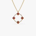 Diamond and Ruby Clover Necklace