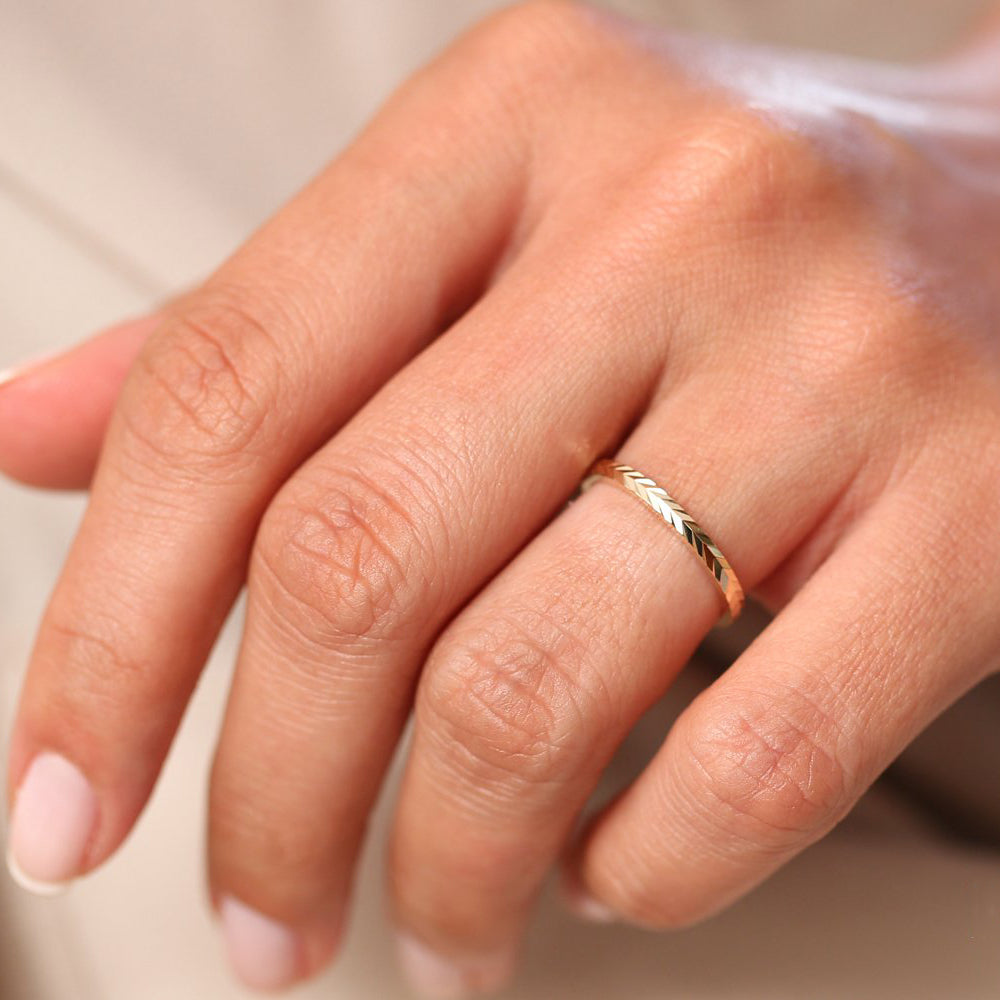 Chevron Herringbone Eternity Cut Ring