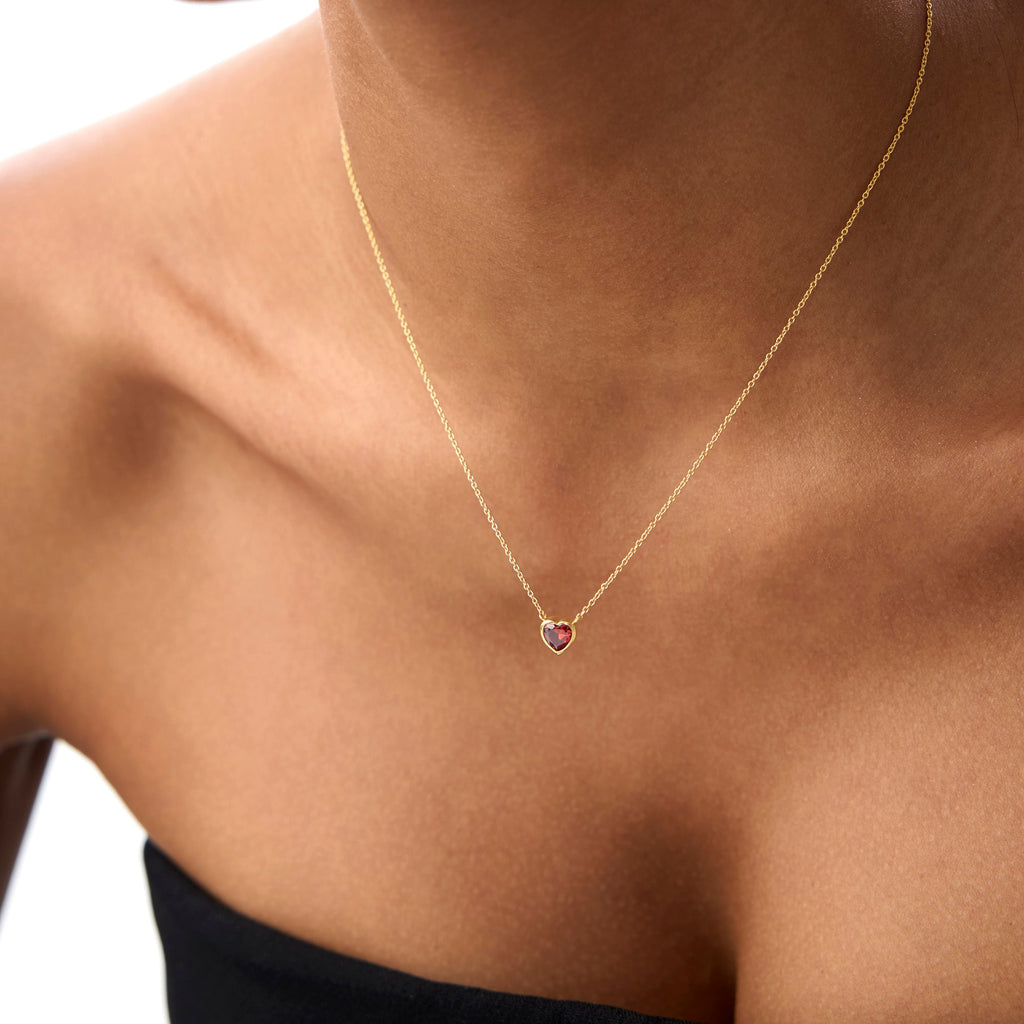 Heart Shaped Garnet Layering Necklace