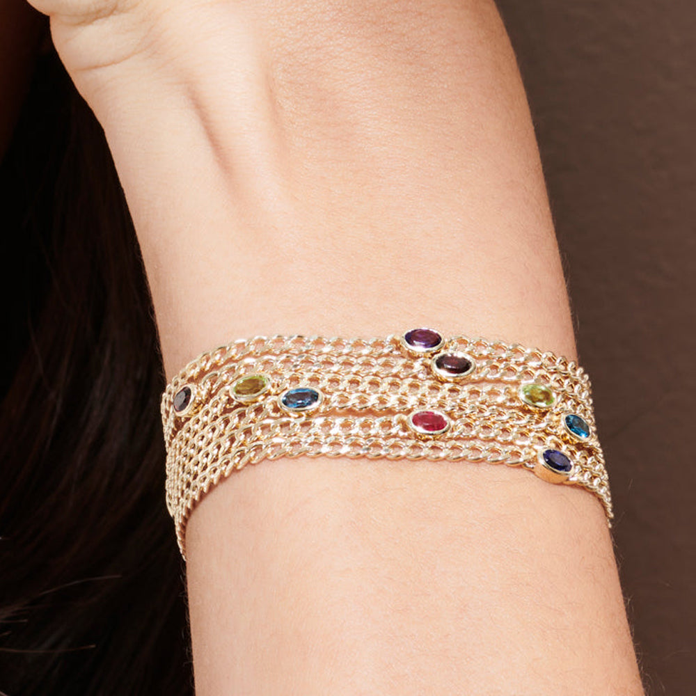 Cuban Link Bracelet w/ Bezel Setting Peridot