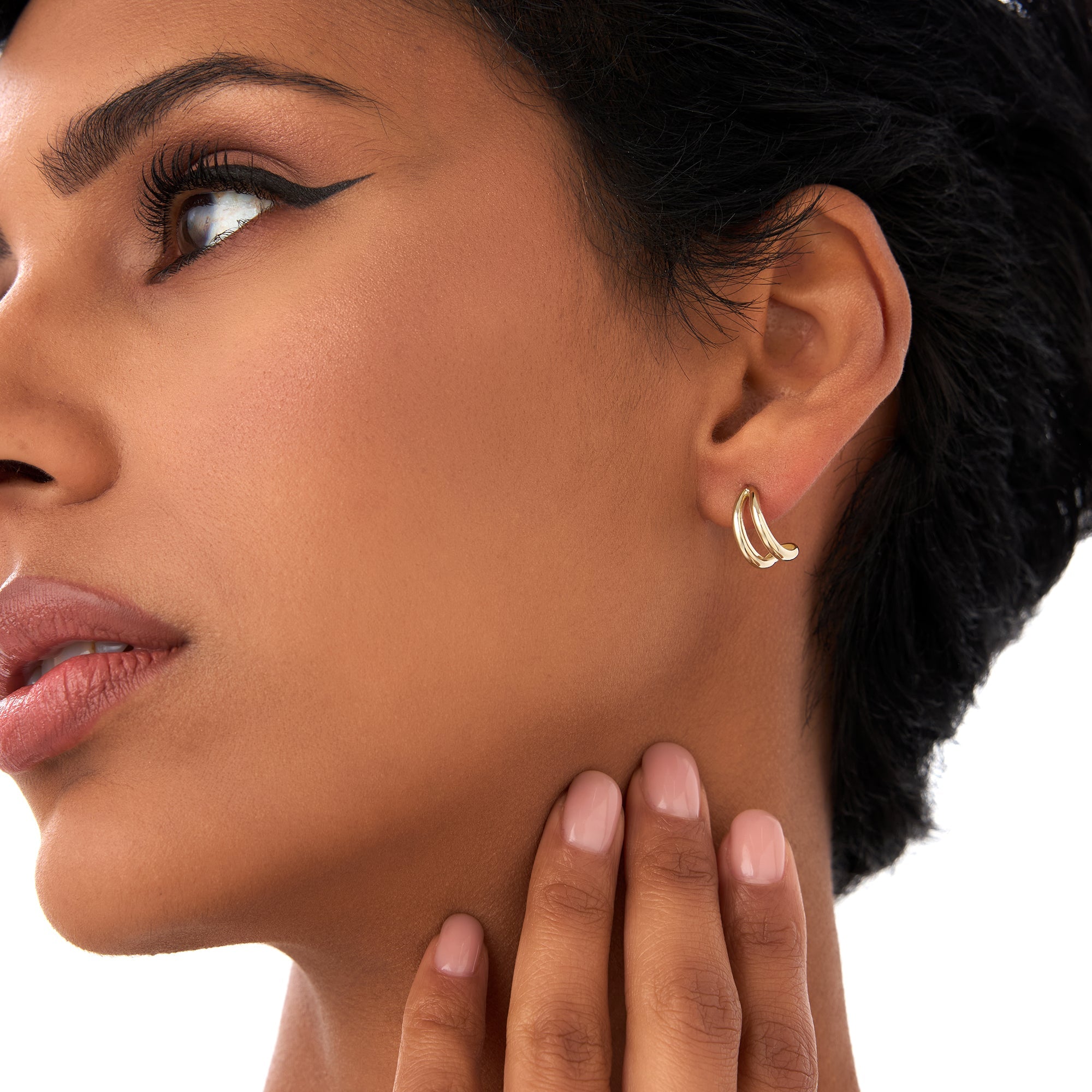 Double Curved J Hoop Earrings