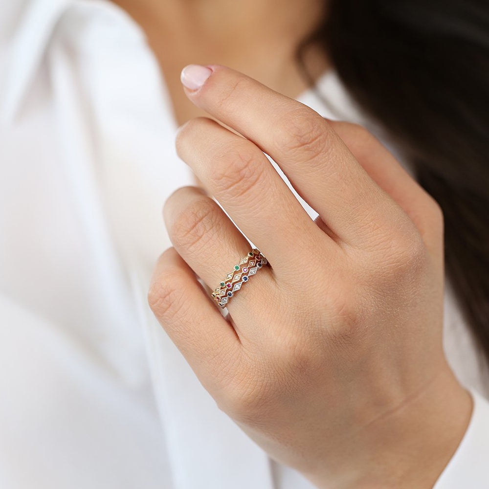 Emerald Art Deco Wedding Band