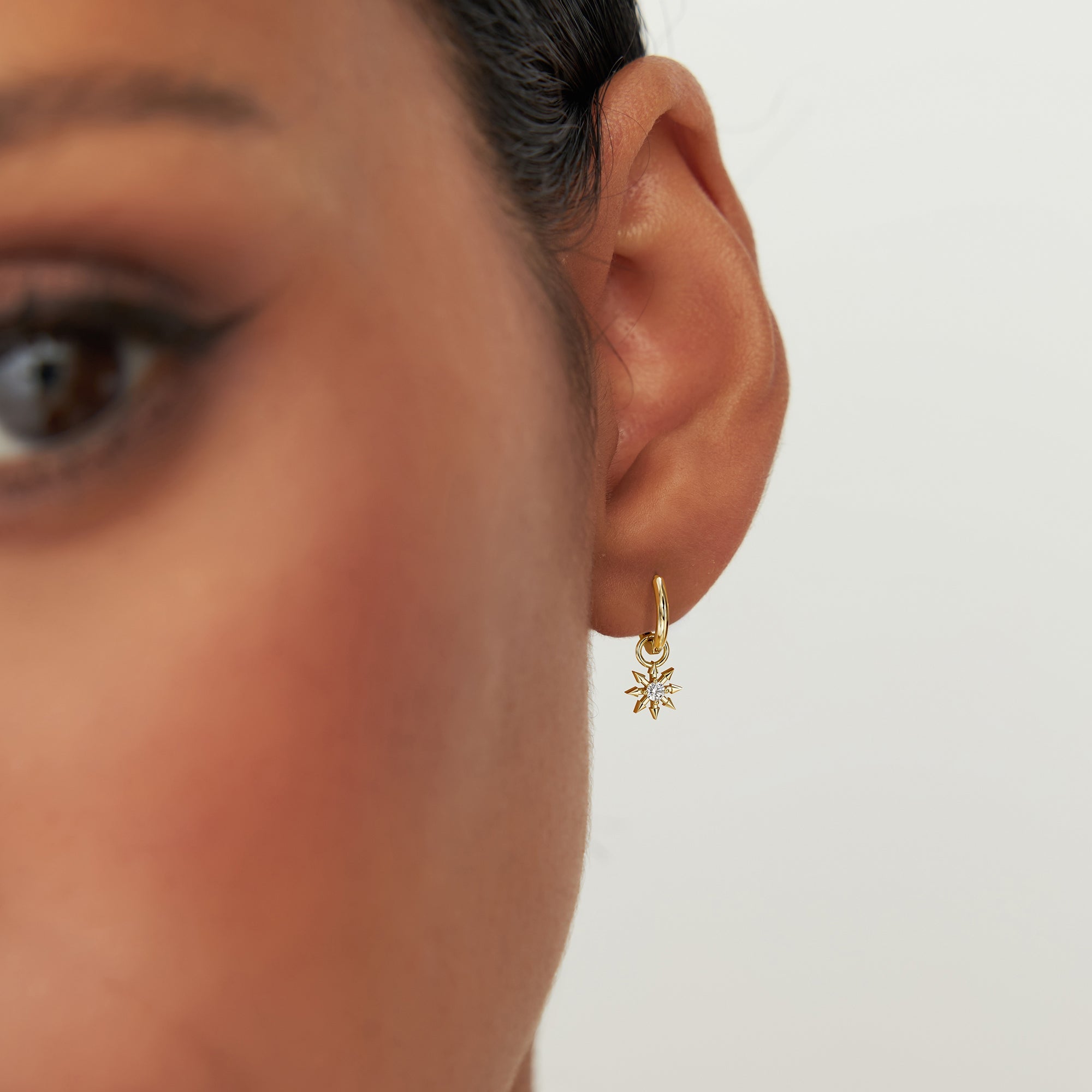 Diamond Spiked Star Hoop Charm