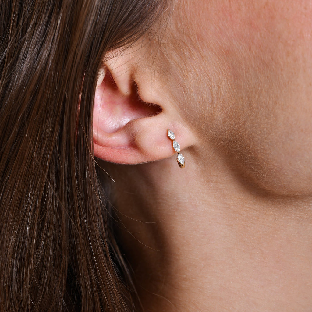 Marquise Diamond Open Hoop Earrings