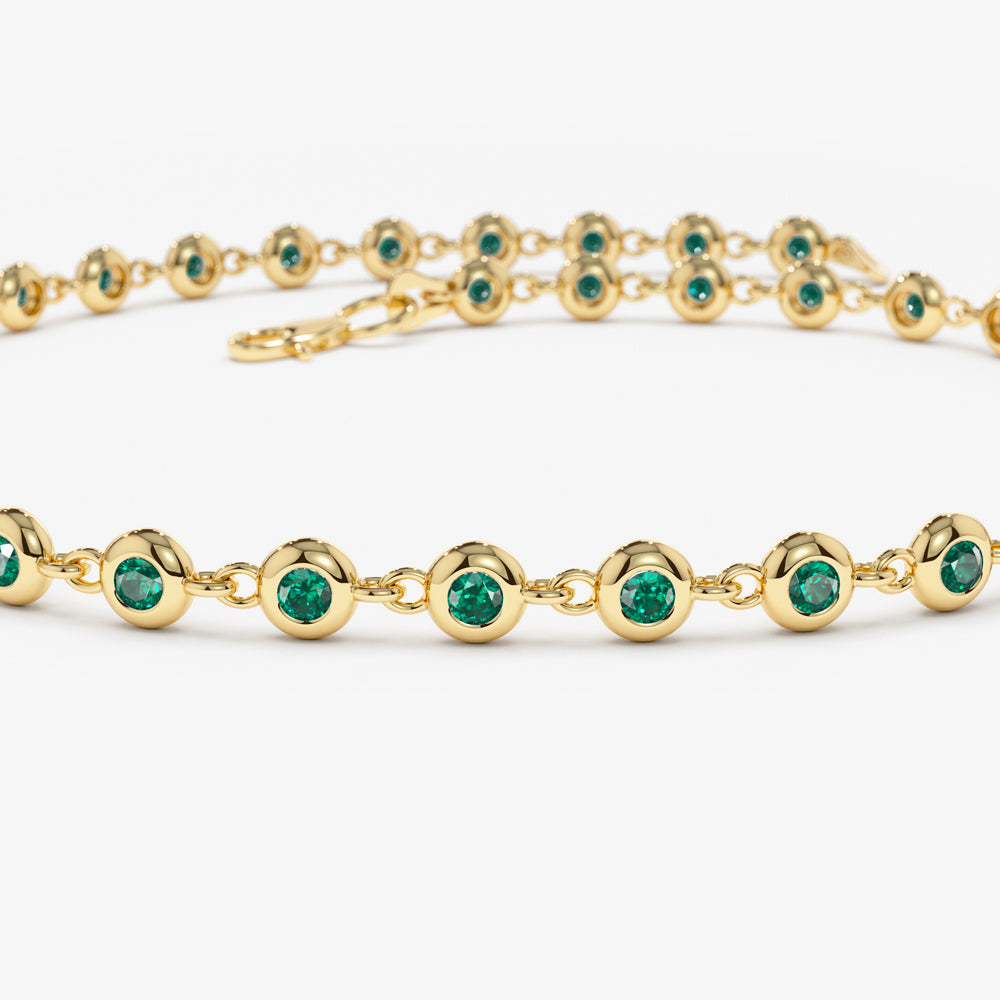 Bezel Set Emerald Tennis Bracelet