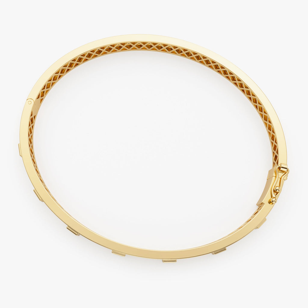 Baguette Diamond Bezel Setting Statement Bangle