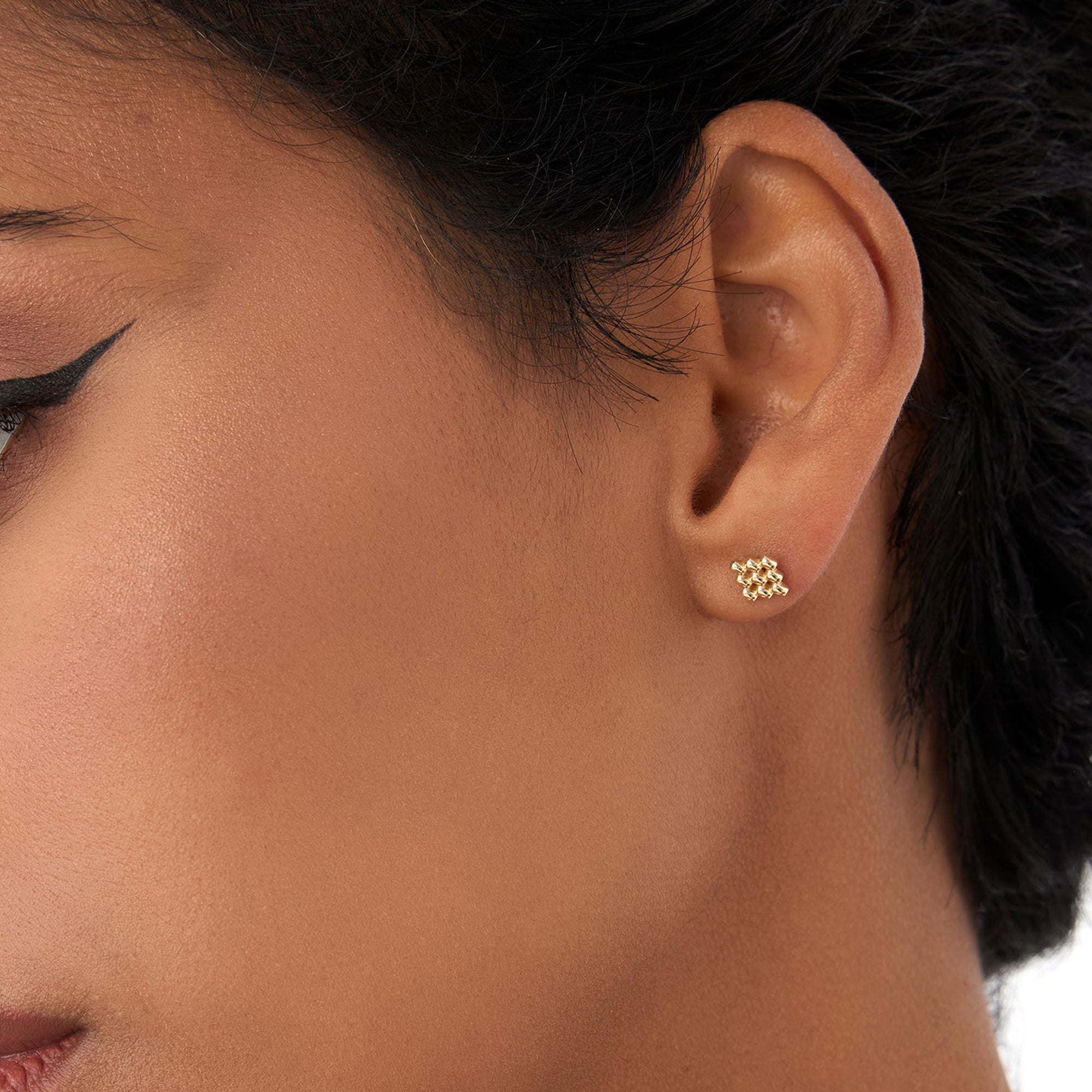 Geometric Beaded Stud Earrings