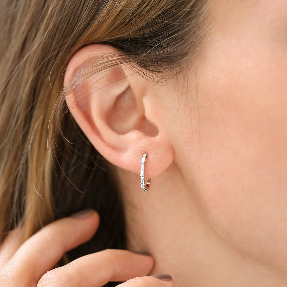 Baguette And Round Diamond Earrings