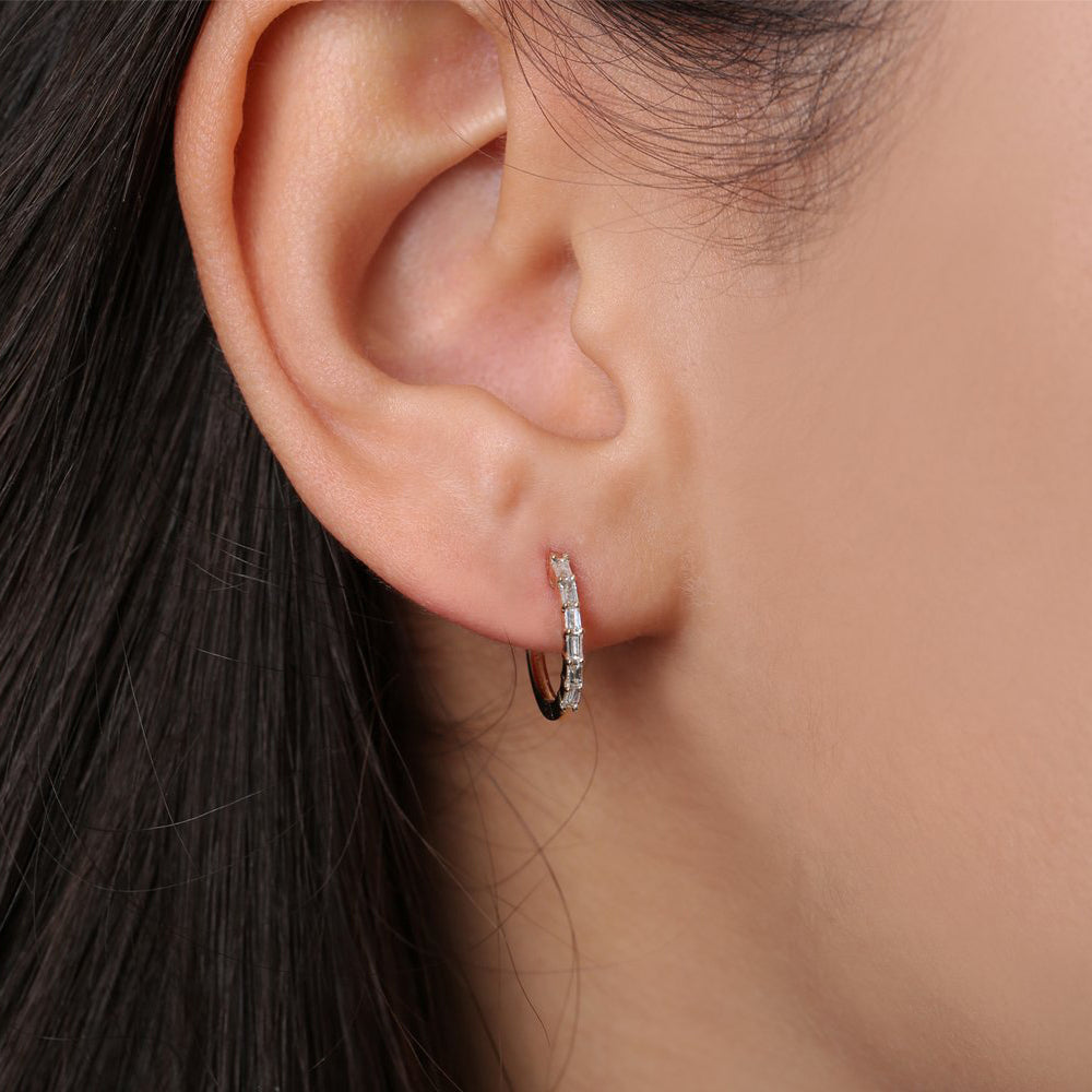 Mini Baguette Huggie Earrings