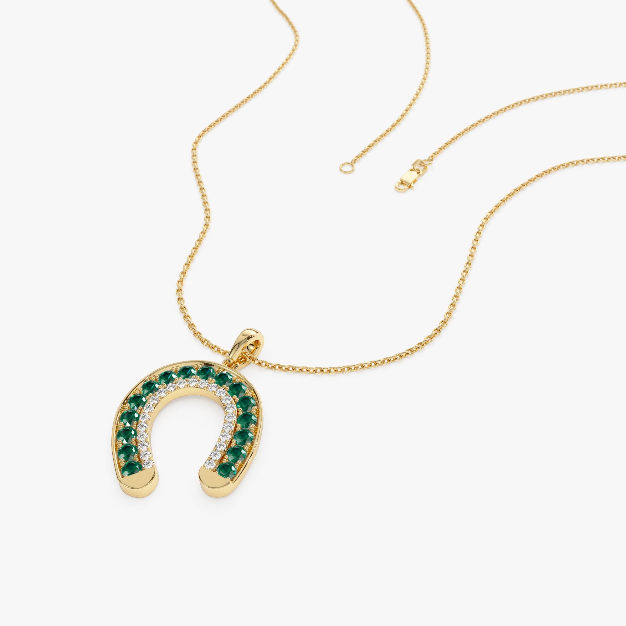 Emerald and Diamond Horseshoe Pendant