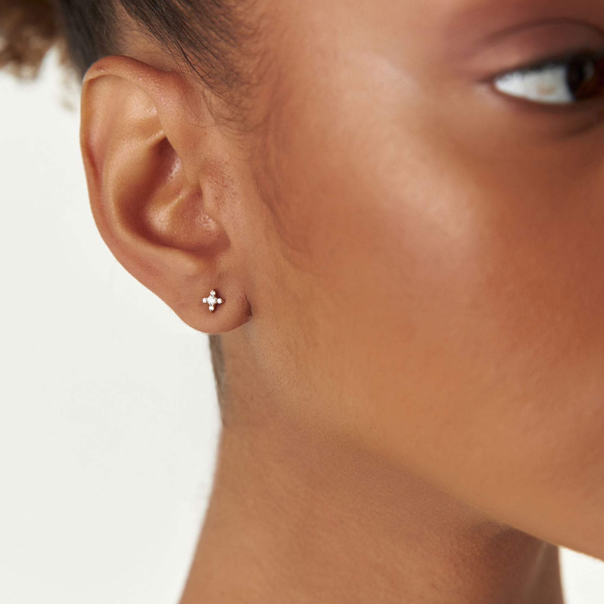 Criss Cross X Diamond Earring Studs
