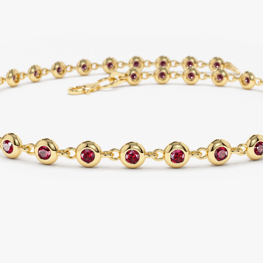Bezel Set Ruby Tennis Bracelet