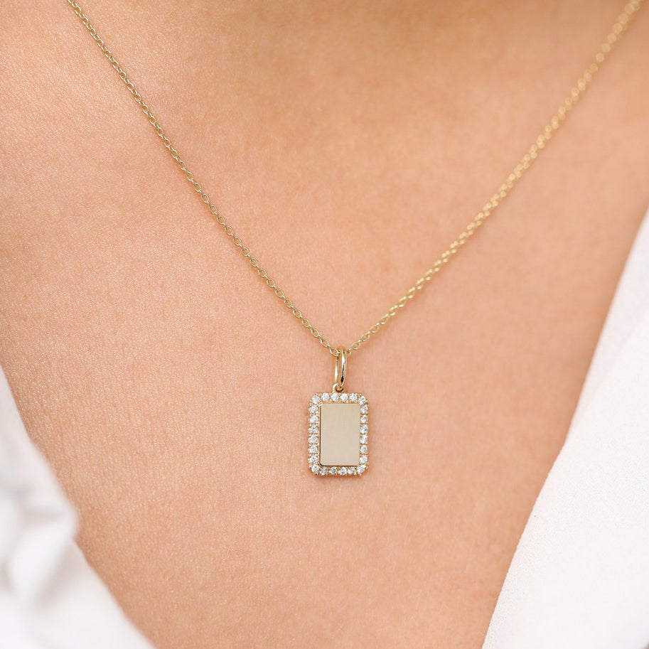 Diamond Tag Initial Necklace