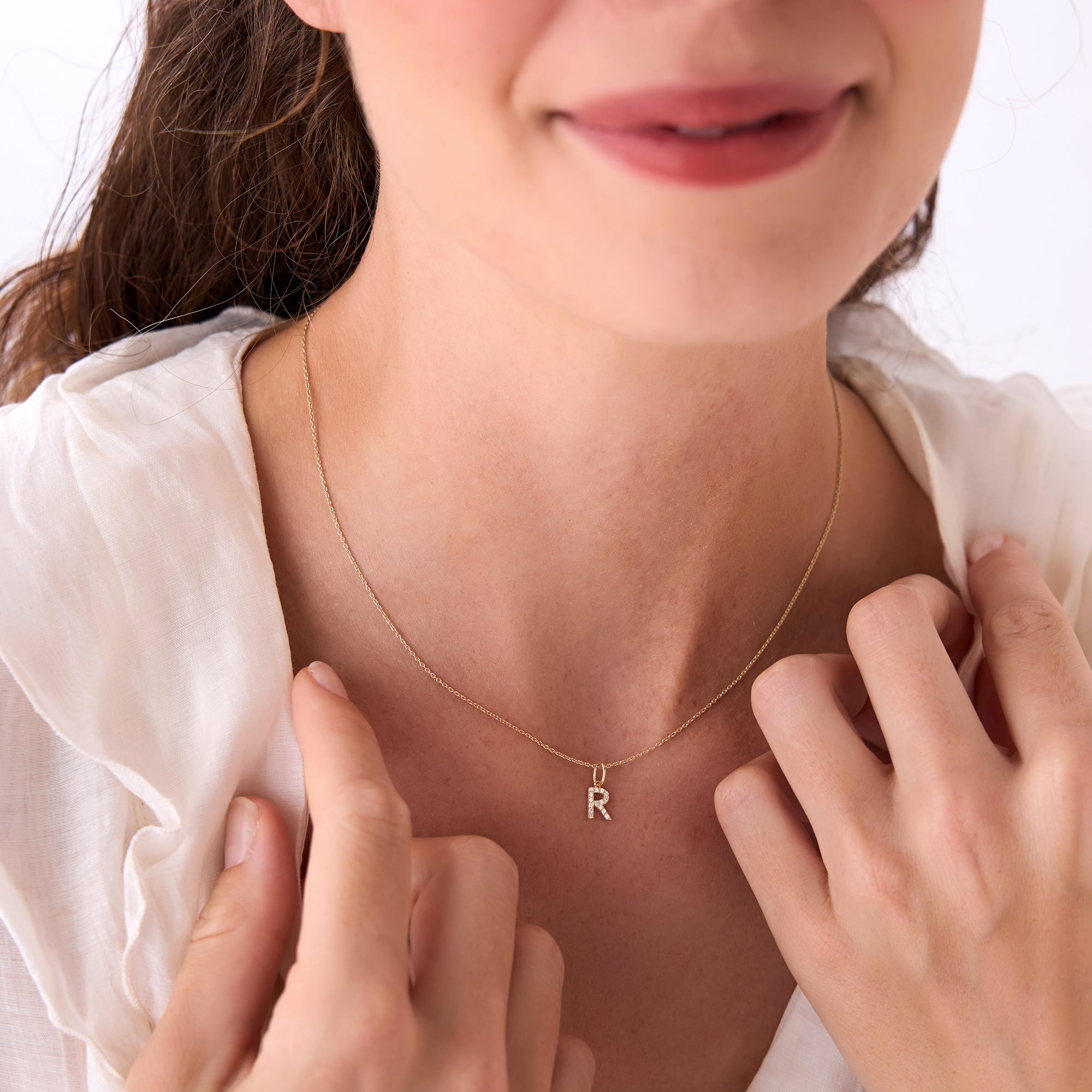 Diamond Initial Pendant on a Bail